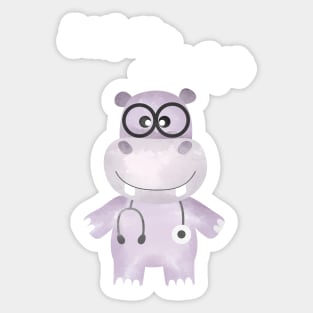 Eat Healthy Lose Weight - Advice from Hippo the Doctor Sticker